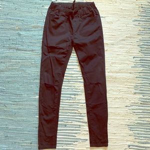 Black destroyed drawstring skinnies